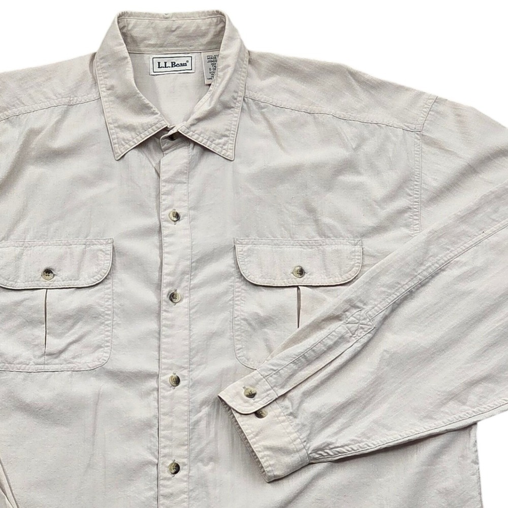 LL Bean Tropicwear Long Sleeve Shirt 0GR87‎ Nylon Ripstop Khaki Tan Mens XL Tall